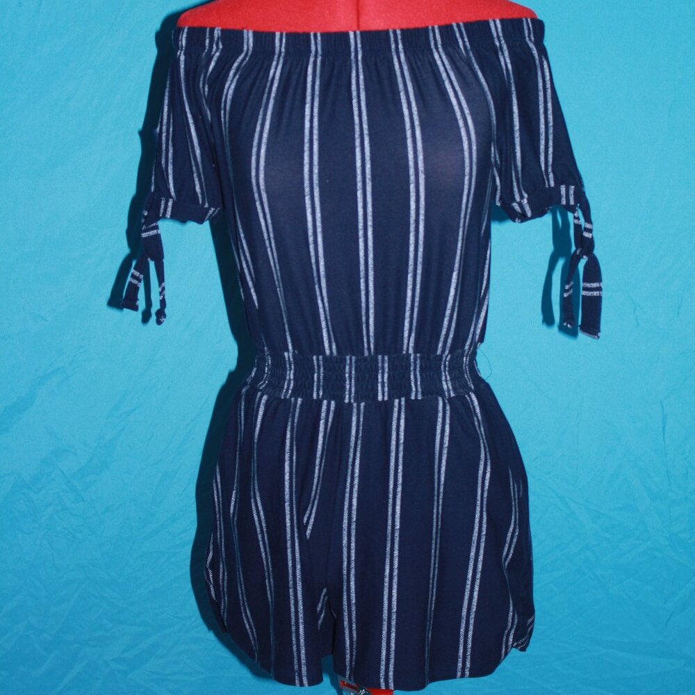 Dark Blue & White Romper